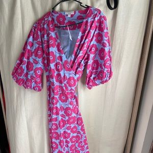 Pink Floral Linen Dress